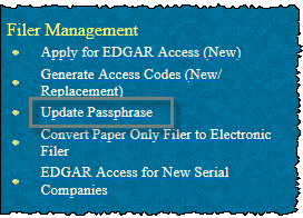 Select Update Passphrase on UI