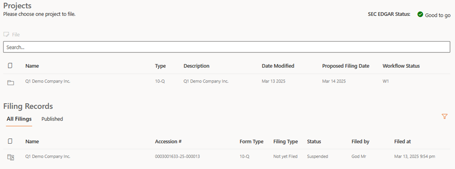 The Landing Page for SEC Filing