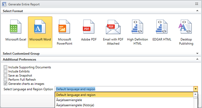 Specify Regional Settings at Report Generation
