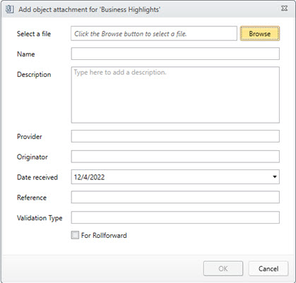 Add Object Attachment window