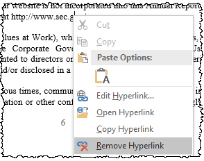 Select Remove Hyperlink