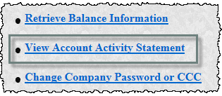 Select View Account Activity Statement on UI