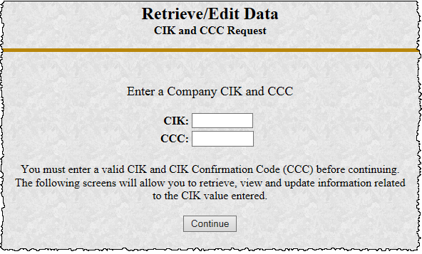 UI to Enter Your CIK and CCC