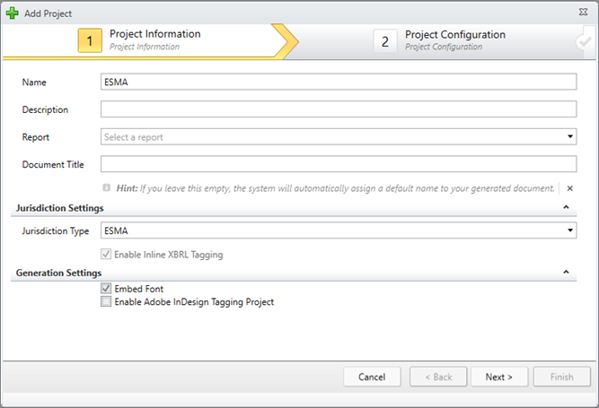 XBRL Project Information